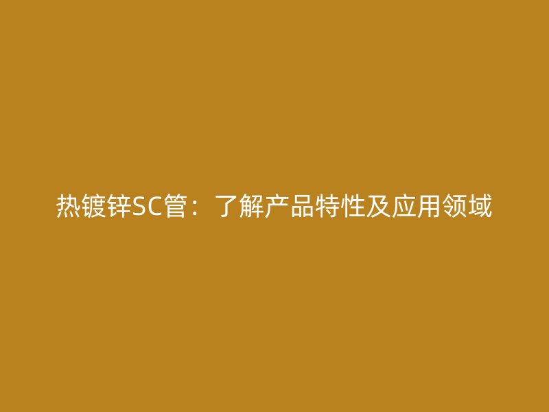熱鍍鋅SC管：了解產品特性及應用領域