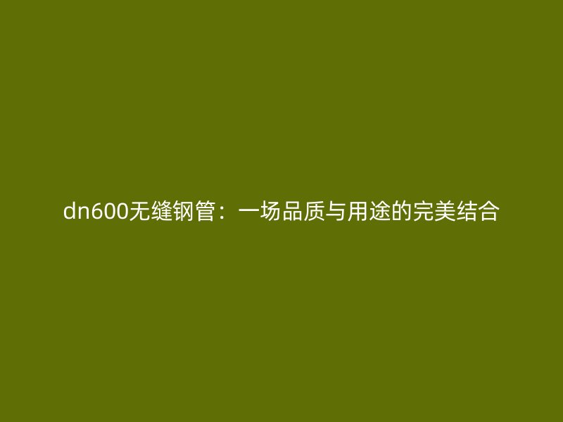 dn600無縫鋼管:一場品質與用途的完美結合