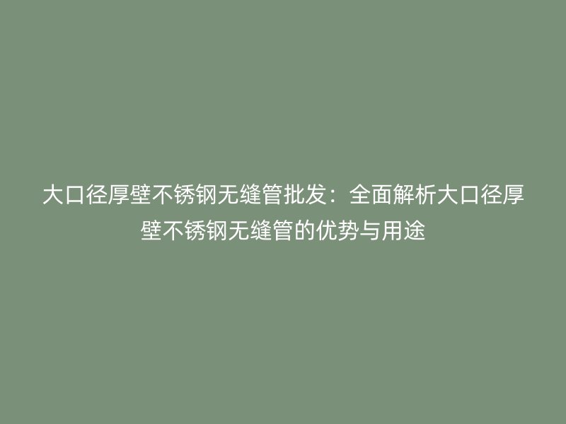 大口徑厚壁不銹鋼無縫管批發(fā)：全面解析大口徑厚壁不銹鋼無縫管的優(yōu)勢(shì)與用途