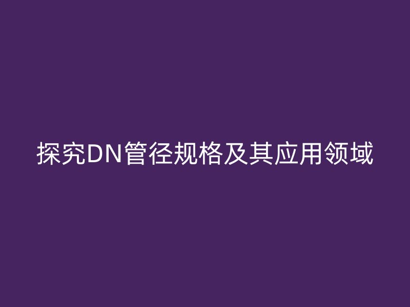探究DN管徑規格及其應用領域